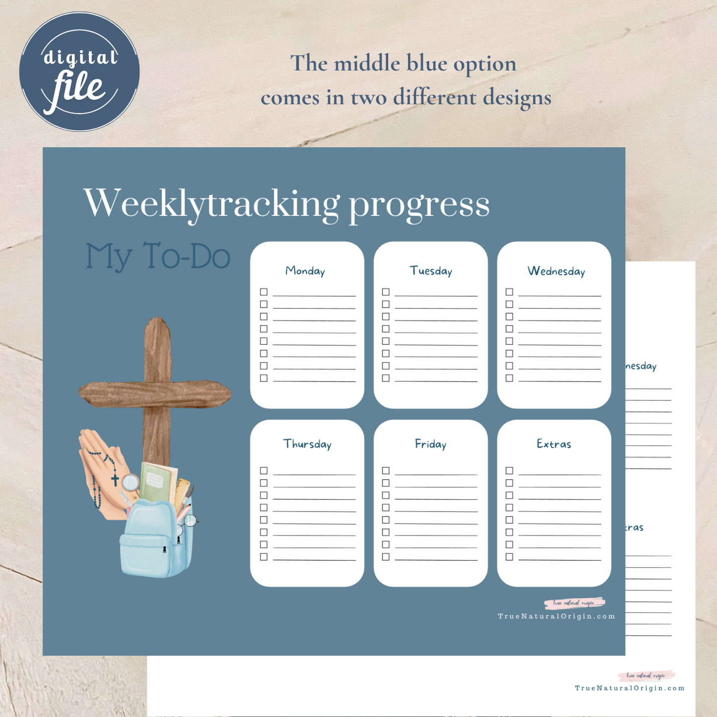 Reusable Kids’ Weekly Progress Tracker with Faithful Focus - from toddlers to high schoolers