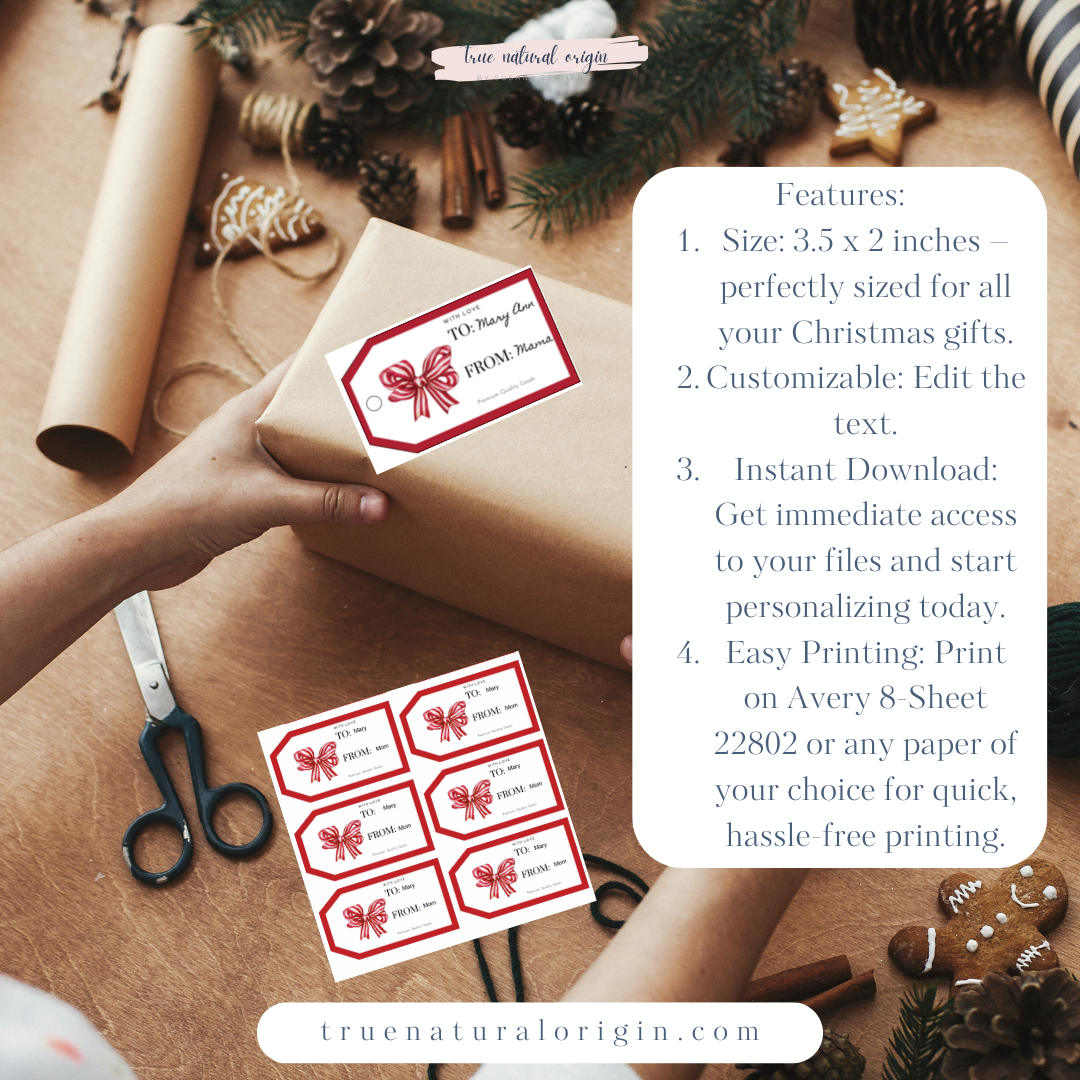 Instant Download Editable Christmas Gift Tags