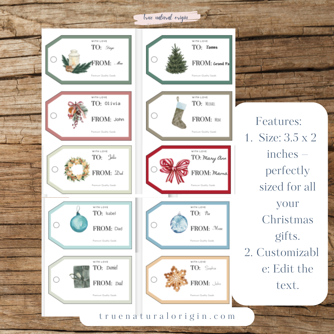 Instant Download Editable Christmas Gift Tags