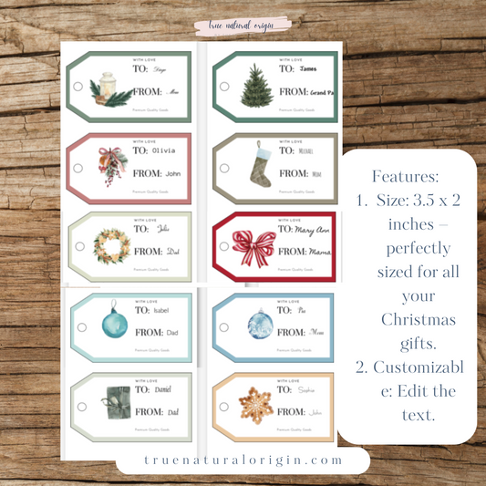 Instant Download Editable Christmas Gift Tags